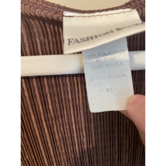 Vtg Y2K Woodland Fairy Babydoll Top XL Brown Plisse Beaded Lace Fashion Bug - Picture 4 of 6